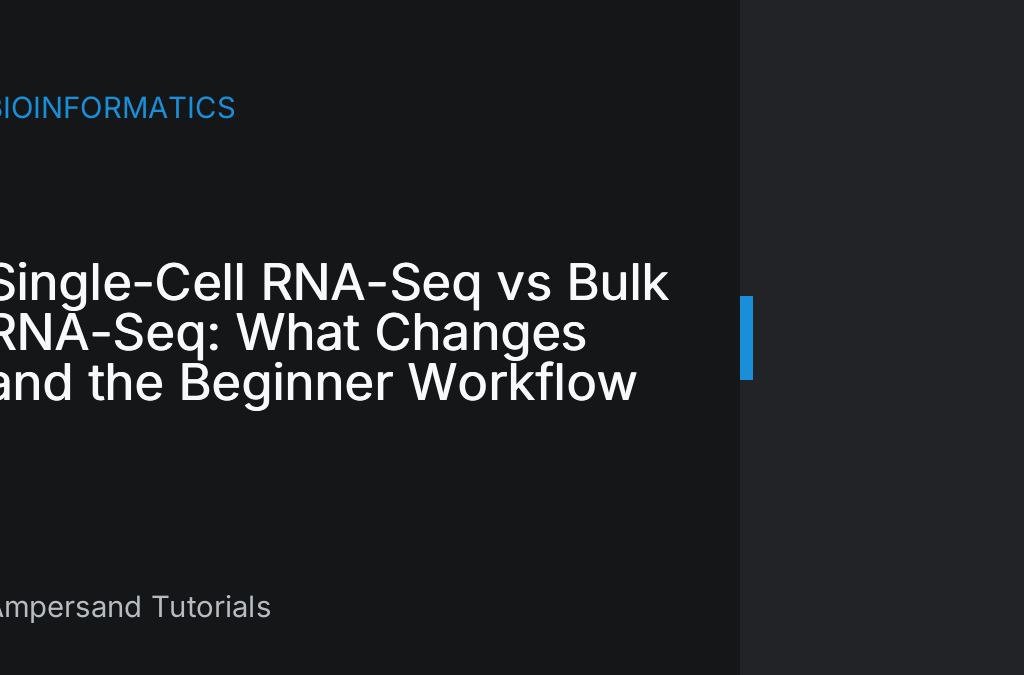 Diagram contrasting single-cell RNA-seq, where each cell is sequenced individually, with bulk RNA-seq averaged across a cell population