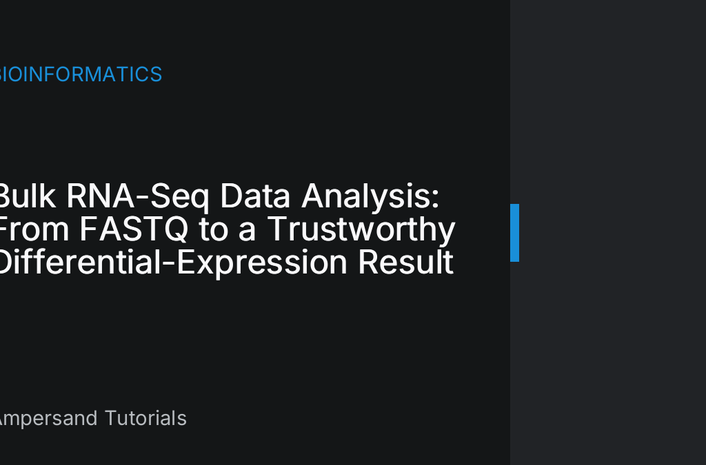 Bulk RNA-seq analysis pipeline flowchart from FASTQ reads through alignment, counts, and a differential expression table